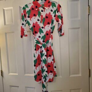 Vfish belted dress - multi colored flowers